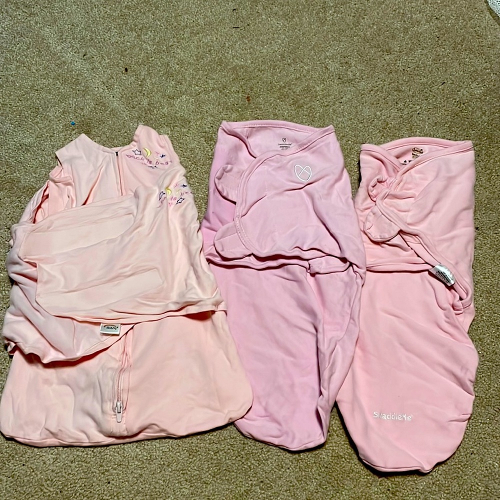 3 pink swaddle baby sacks size Small/Medium